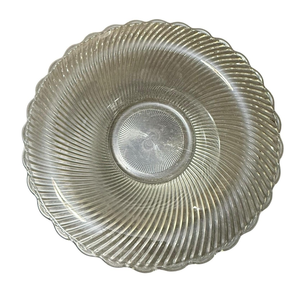 Federal Depression Glass Console Bowl Diana Pattern Scalloped Edge Clear 12 Inch